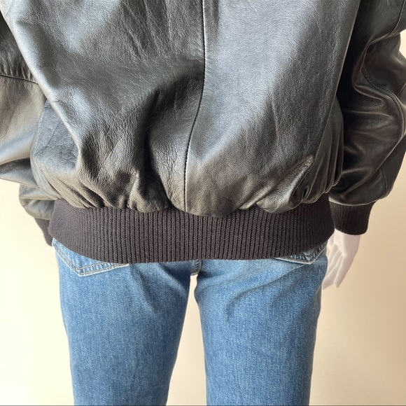 LLD ORIGINAL Black Vintage Genuine Leather Bomber Jacket - Picture 6 of 14